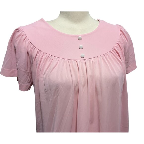 Vintage Handmade 70's Pink Flowy Nightgown with Pocket Sz Medium/Large Womens Sh - Picture 7 of 12